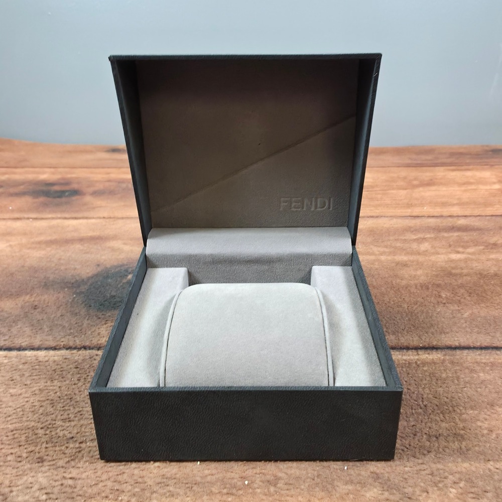 Fendi Watch Box Case OS Black Good Logo Debossed With Pillow Storage